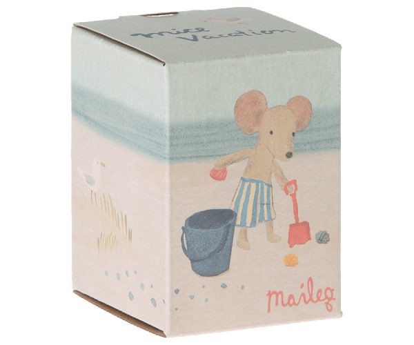 maileg beach set toy shovel, bucket and shells