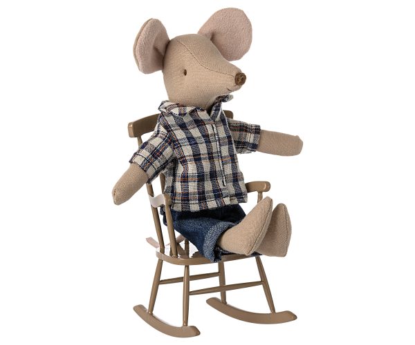 maileg rocking chair mouse light brown
