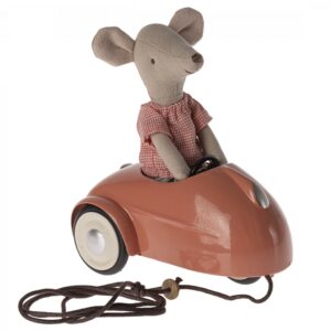 maileg mouse car toy coral