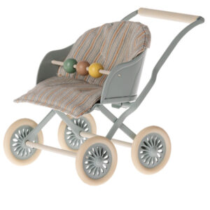 maileg stroller baby mouse blue