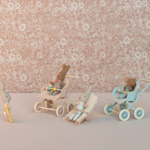 maileg stroller baby mouse rose