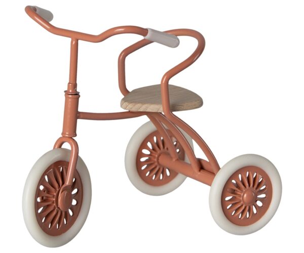 maileg tricycle toy and garage box coral
