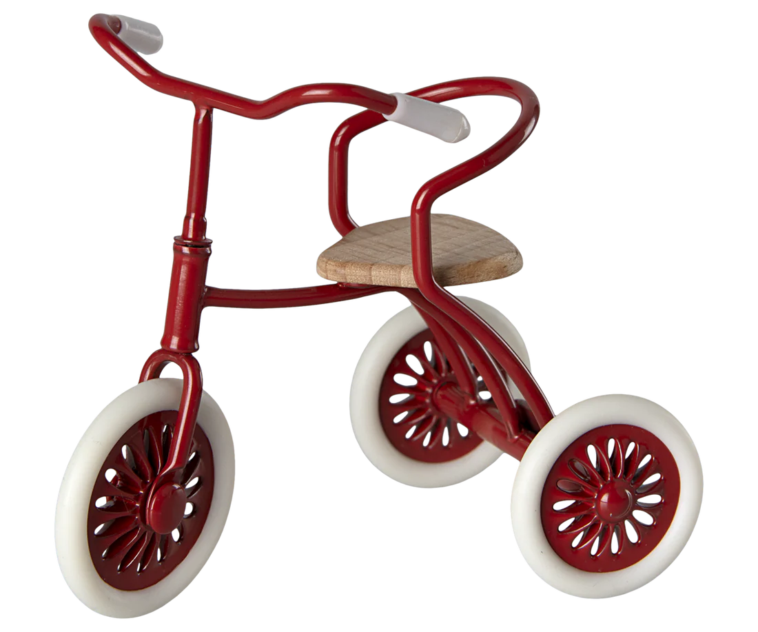 maileg tricycle toy and garage box red
