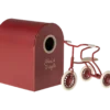 maileg tricycle toy and garage box red