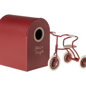 maileg tricycle toy and garage box red