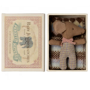 maileg sleepy wakey baby mouse in matchbox rose