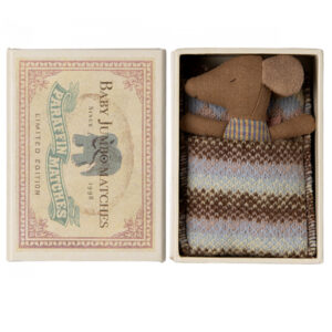 maileg sleepy wakey baby mouse in matchbox rose