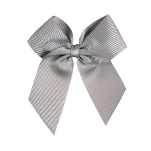 grosgrain bow hair clip aluminum grey