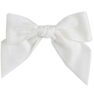 velvet bow hair clip cream