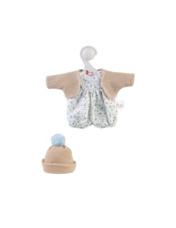 baby doll dress light blue flower romper with beige jacket