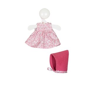 baby doll dress pink flower with fuchsia hood 20cm