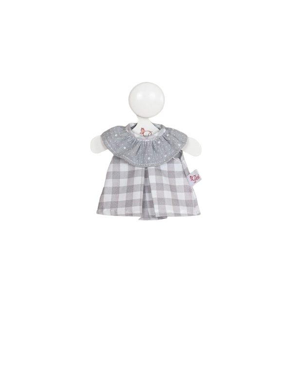 baby doll dress gray checkered gauze neck