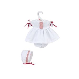 koke doll white dress with plum ribbon