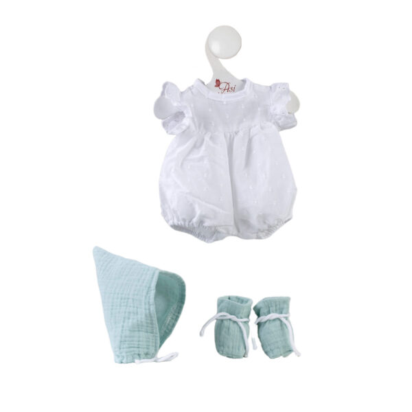 clothes for alex white romper with mint green hat and boots 36cm