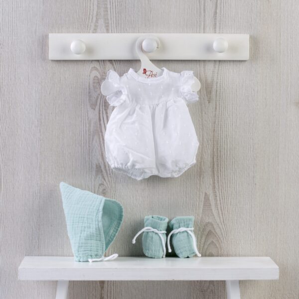 clothes for alex white romper with mint green hat and boots 36cm