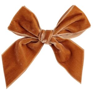 velvet bow hair clip cinnamon