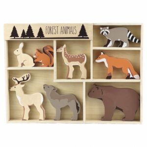 8 wooden forest animals