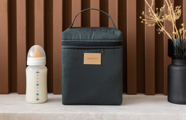 baby bottle and lunch bag carbon blue look