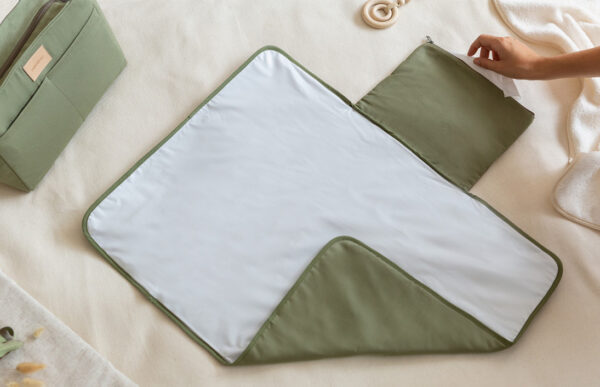 baby on the go waterproof changing pad olive green look