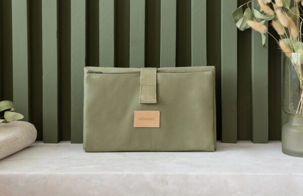 baby on the go waterproof changing pad olive green look1
