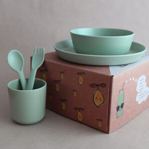 bamboo toddler´s tableware set limited edition cink x gks moss green