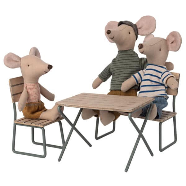 maileg garden set for mouse table with chair and bench toy