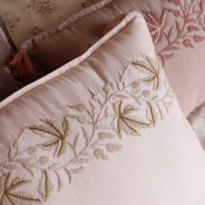 embroidered padded cushion ivy pink look3