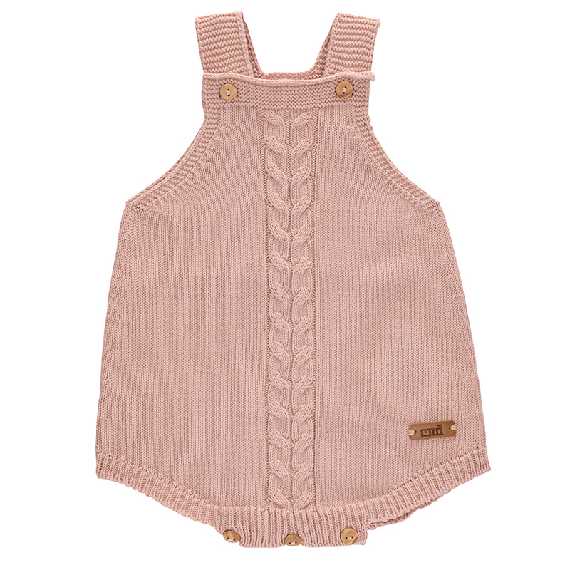 front braided baby romper old rose 1
