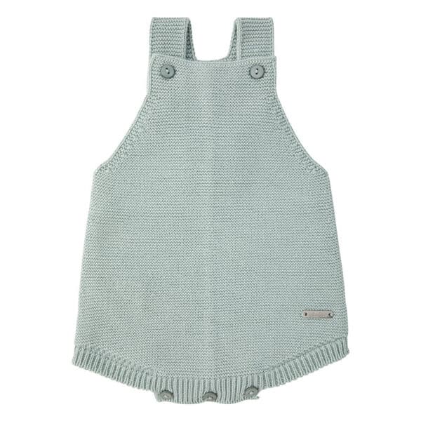 garter stitch baby romper sea mist brume