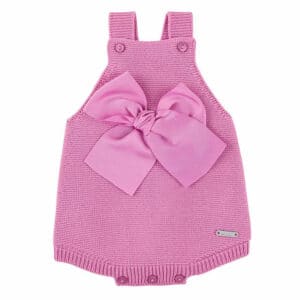 garter stitch romper with large grosgrain bow sakura