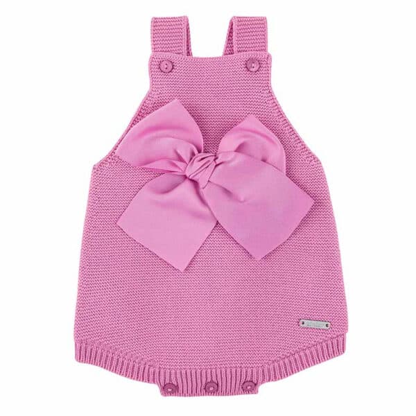 garter stitch romper with large grosgrain bow sakura