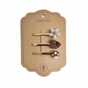 hair clips pack of 3 mushroom flower leaf
