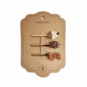 hair clips pack of 3 icecream strawberry bow