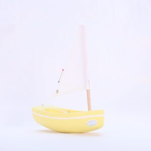 wooden boat toy le bachi yellow