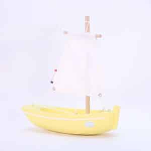 wooden boat toy le misainier yellow