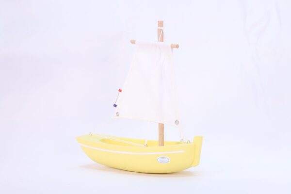 wooden boat toy le misainier yellow