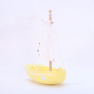 wooden boat toy le misainier yellow