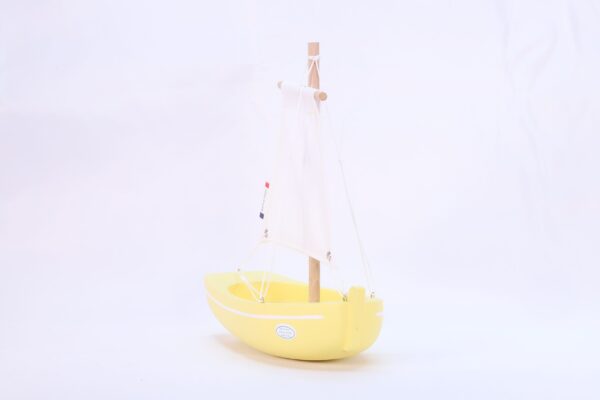 wooden boat toy le misainier yellow