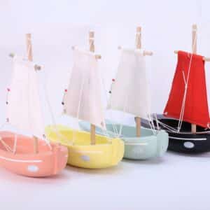 wooden boat toy le misainier yellow