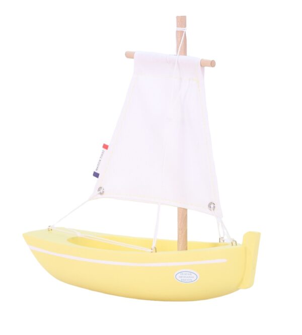 wooden boat toy le misainier yellow