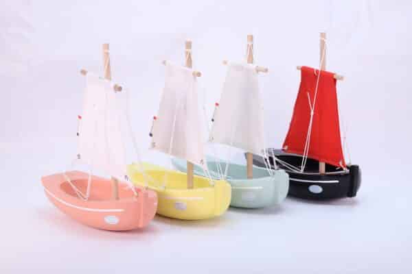 wooden boat toy le misainier yellow