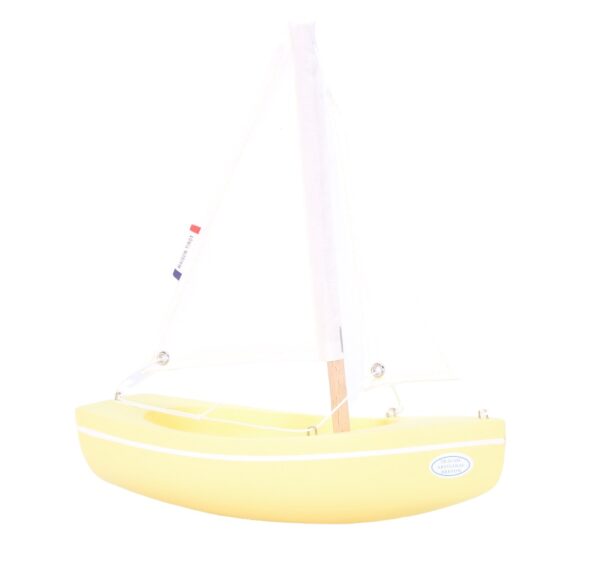 wooden boat toy le bachi yellow