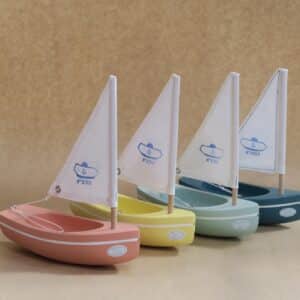 wooden boat toy le bachi yellow