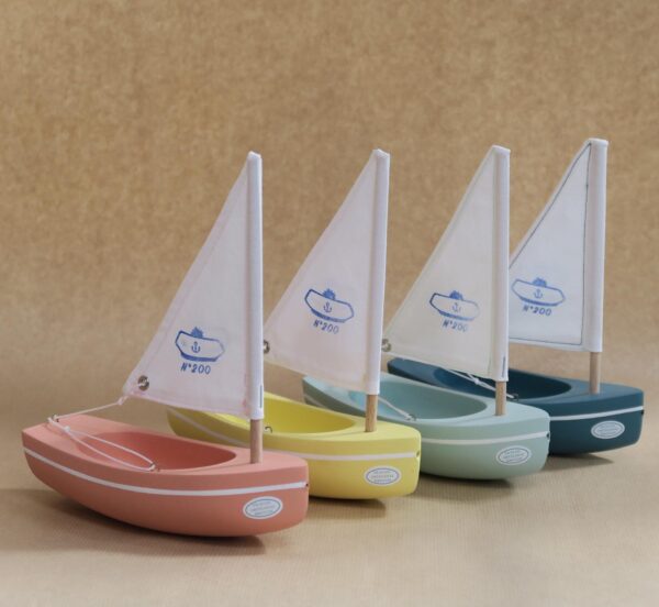 wooden boat toy le bachi yellow