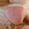 leaf cushion velvet soft pink