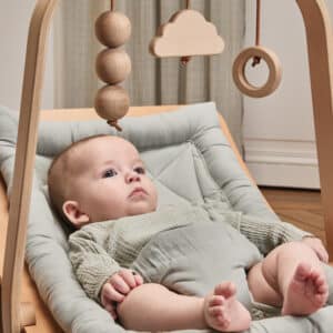 levo baby activity arch in beech + wooden toys