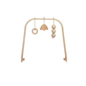 levo baby activity arch in beech + wooden toys