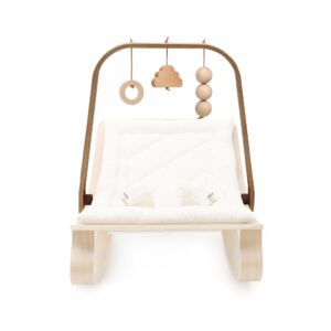 levo baby activity arch in walnut+wooden look