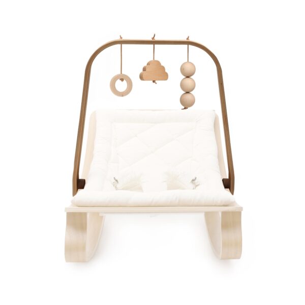 levo baby activity arch in walnut+wooden look