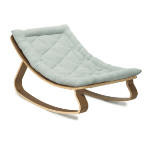 levo baby rocker in walnut with farrow cushion